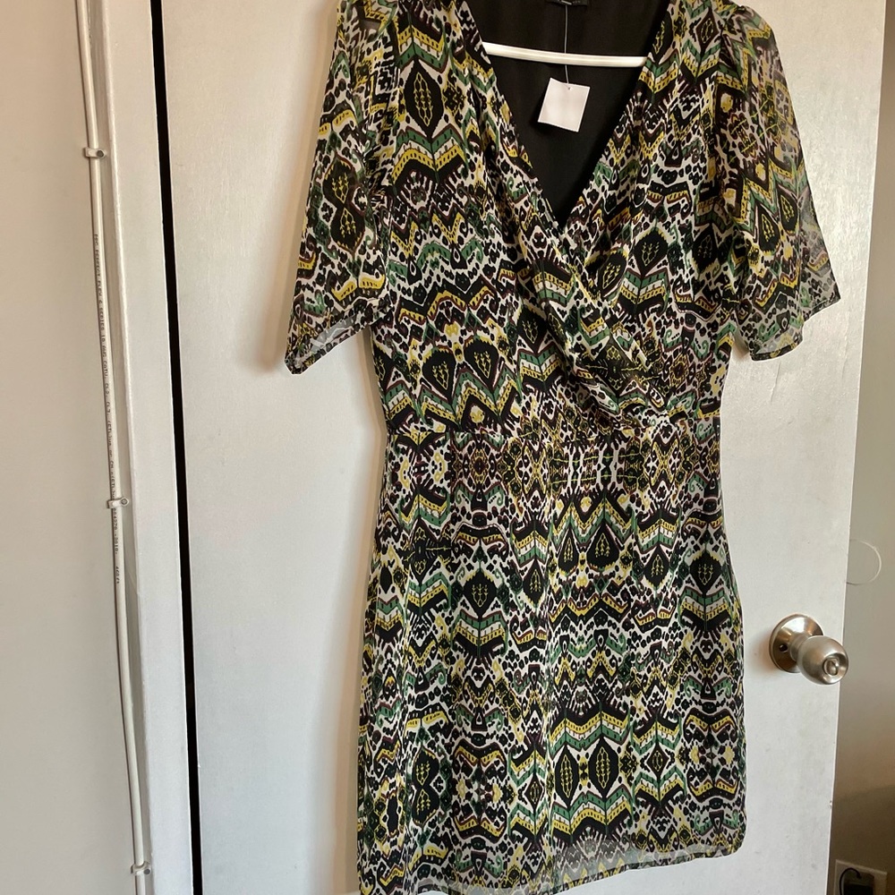 Ikks Women V-Neck Short Sleeve Dress - Size 36 - Picture 3 of 14